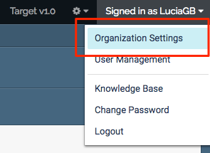 Organization Settings menu item