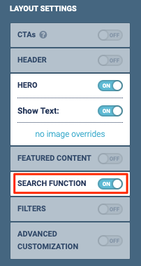 Search Function toggle