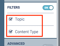 Topic and Content Type filters