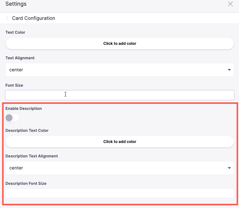 card configuration