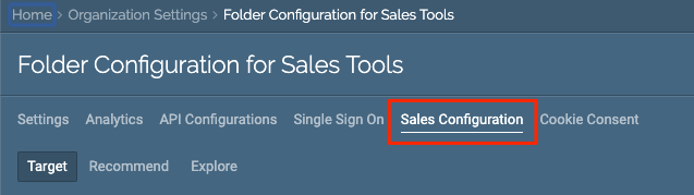 Sales Configuration tab
